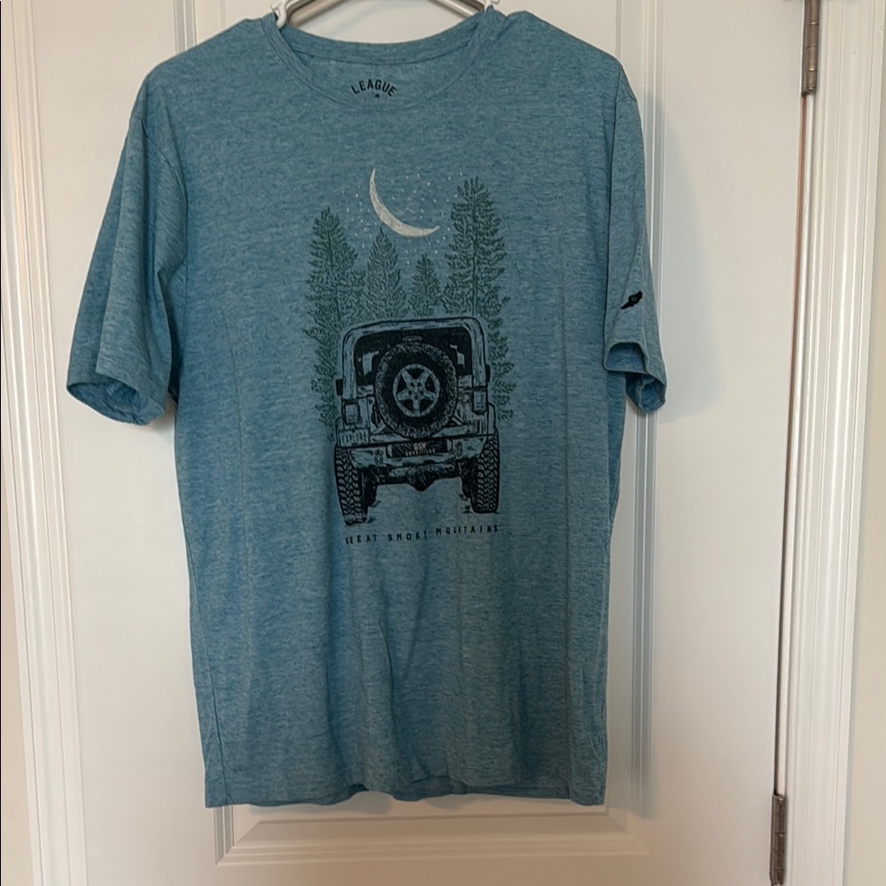 League Blue Short Sleeve Tee with Graphic Design